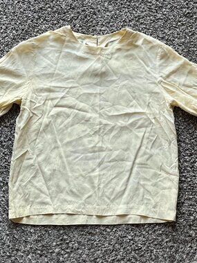 Linda Hutton Vintage Cream 100% Silk Blouse Womens SM Spring Flowy Chic Dainty